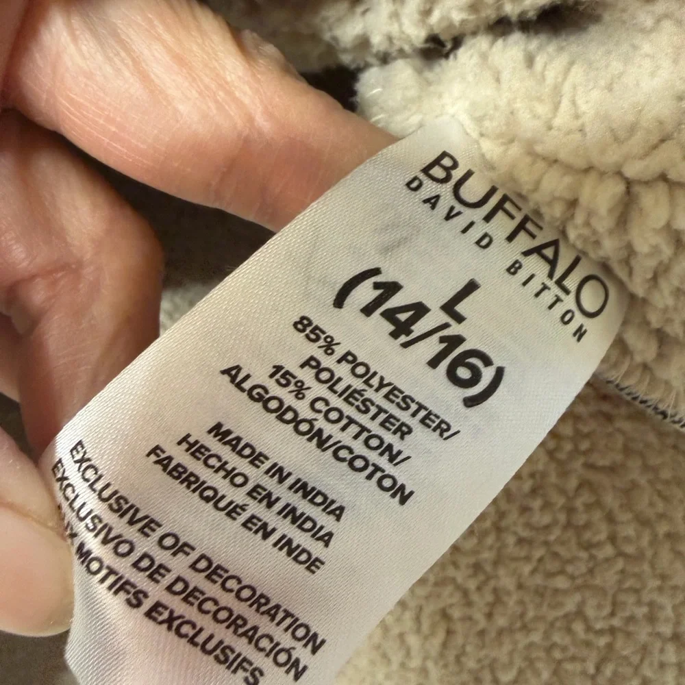 Buffalo David Bitton Boy's Fleece-lined Gray Knit Textured Shacket‎ Sz L (14-16)